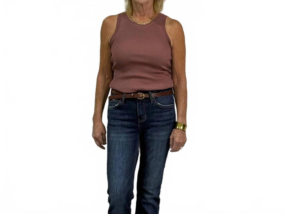 NEW BLU PEPPER the soothed one ribbed tank in red bean